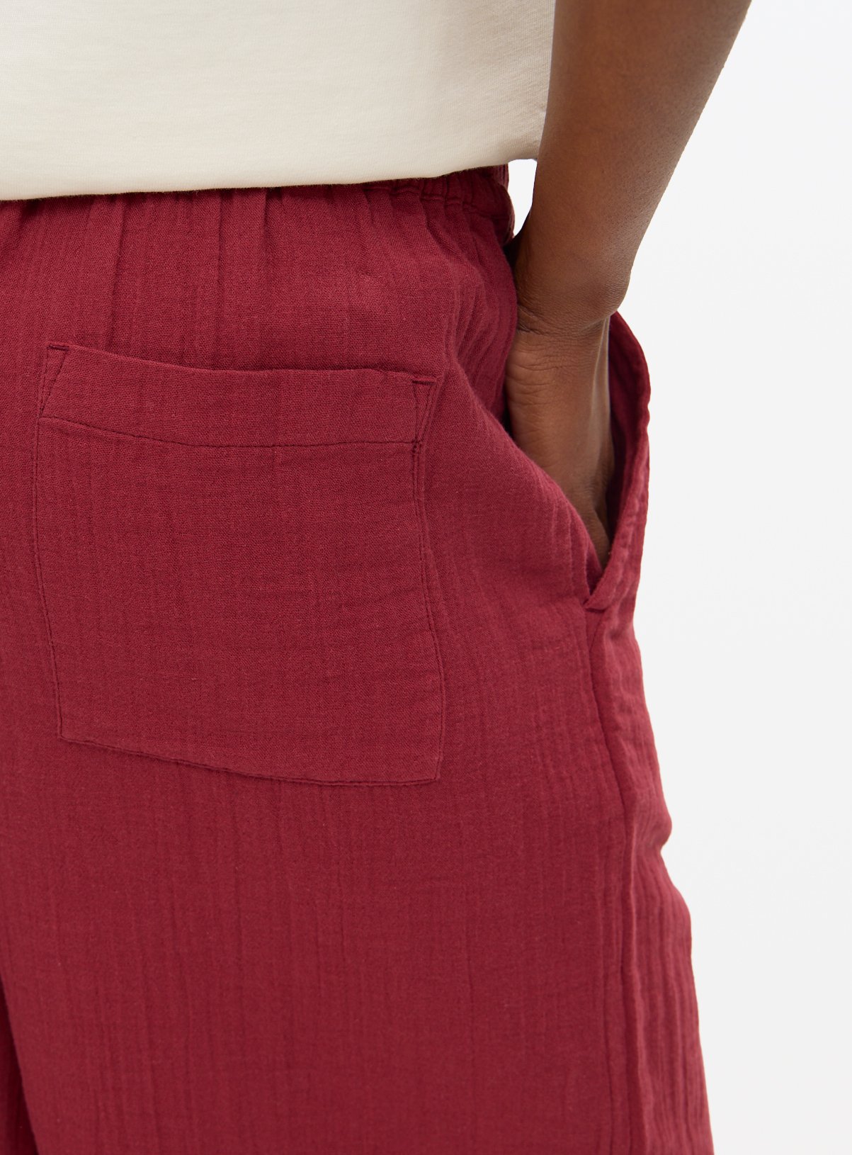 Dark Red Double Cloth Barrel Leg Trousers 12 - Image 3 thumbnail